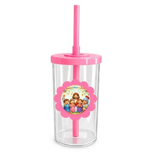 Copo Short Drink Flor Personalizado Amiguinhos de Jesus