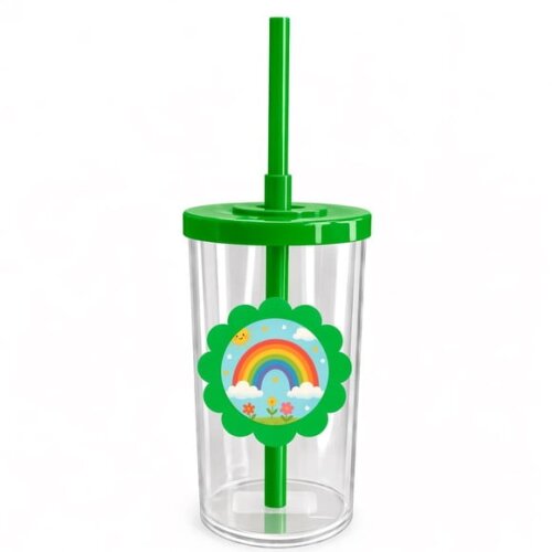 Copo Short Drink Flor Personalizado Arco-íris