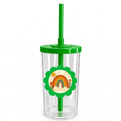 Copo Short Drink Flor Personalizado Arco-íris Boho
