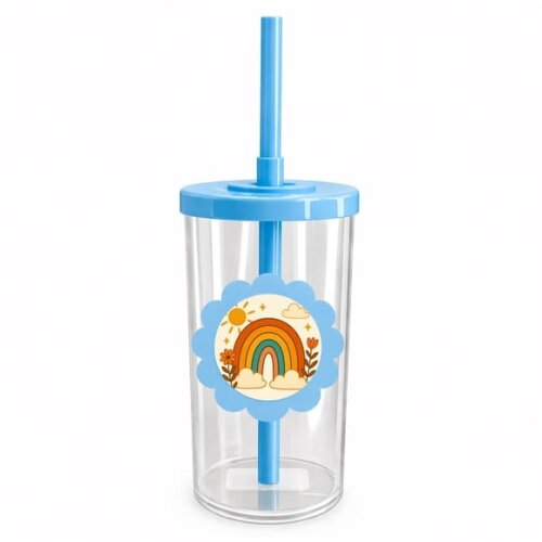 Copo Short Drink Flor Personalizado Arco-íris Boho