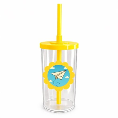 Copo Short Drink Flor Personalizado Aviãozinho de Papel