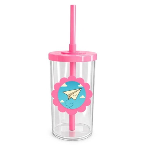 Copo Short Drink Flor Personalizado Aviãozinho de Papel