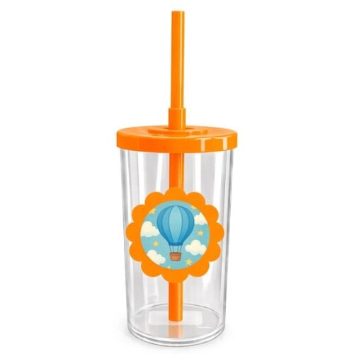 Copo Short Drink Flor Personalizado Balão de Ar Azul