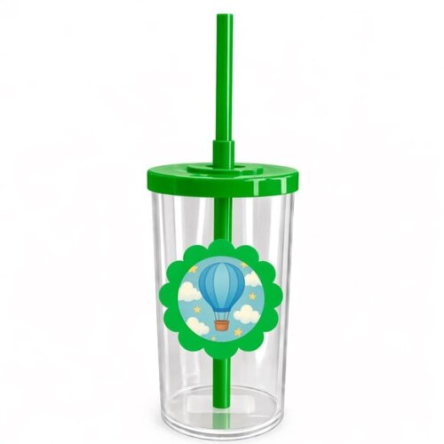 Copo Short Drink Flor Personalizado Balão de Ar Azul