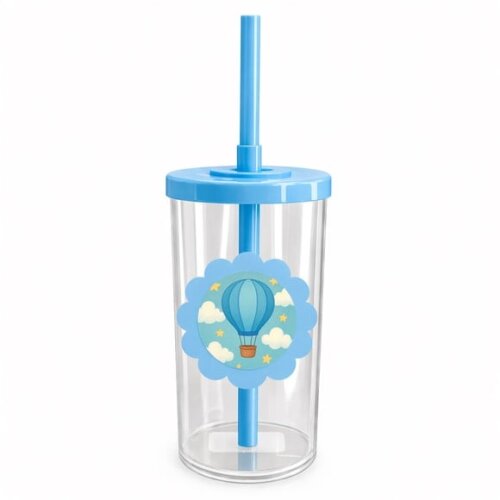 Copo Short Drink Flor Personalizado Balão de Ar Azul