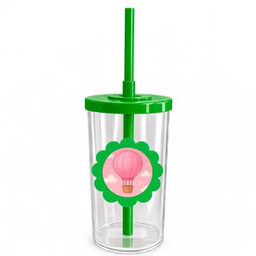 Copo Short Drink Flor Personalizado Balão de Ar Rosa