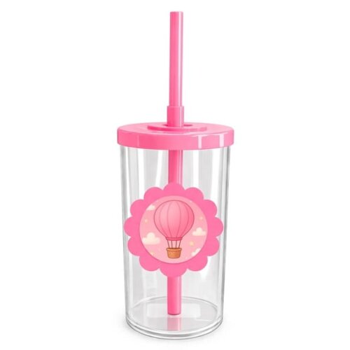 Copo Short Drink Flor Personalizado Balão de Ar Rosa