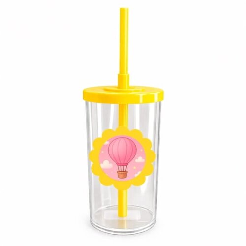 Copo Short Drink Flor Personalizado Balão de Ar Rosa