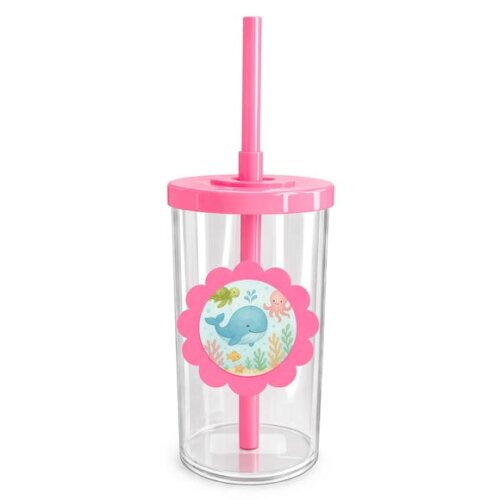 Copo Short Drink Flor Personalizado Baleia Aquarela