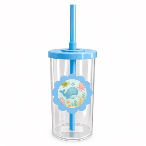 Copo Short Drink Flor Personalizado Baleia Aquarela