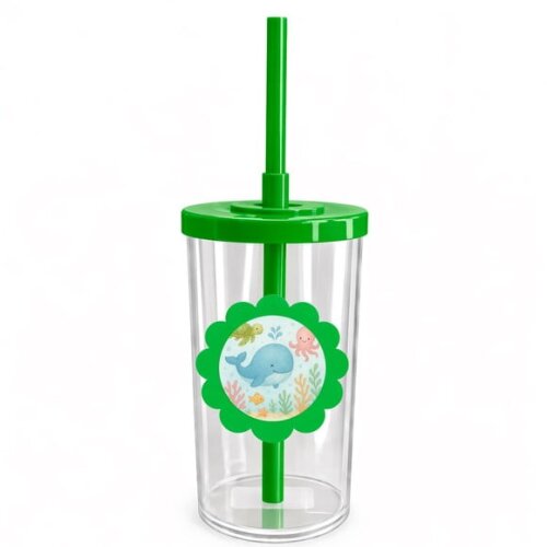 Copo Short Drink Flor Personalizado Baleia Aquarela