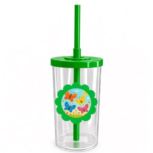 Copo Short Drink Flor Personalizado Borboletas