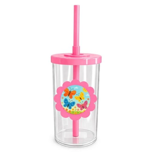 Copo Short Drink Flor Personalizado Borboletas