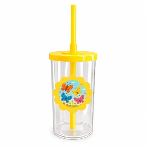 Copo Short Drink Flor Personalizado Borboletas
