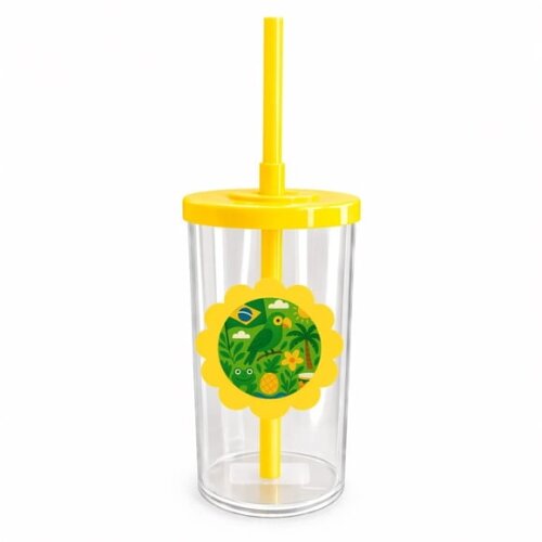 Copo Short Drink Flor Personalizado Brasil Verde Amarelo