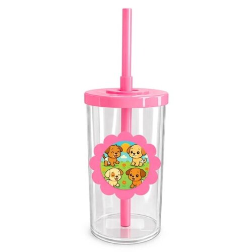 Copo Short Drink Flor Personalizado Cachorrinhos Baby