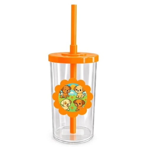 Copo Short Drink Flor Personalizado Cachorrinhos Baby