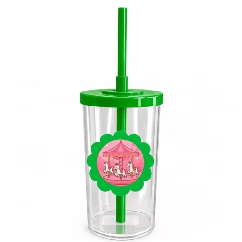 Copo Short Drink Flor Personalizado Carrossel Rosa