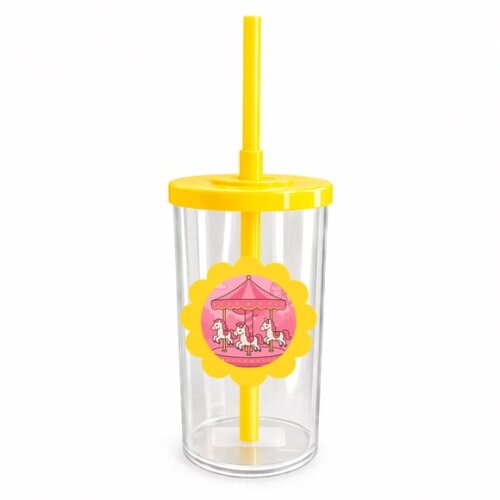 Copo Short Drink Flor Personalizado Carrossel Rosa
