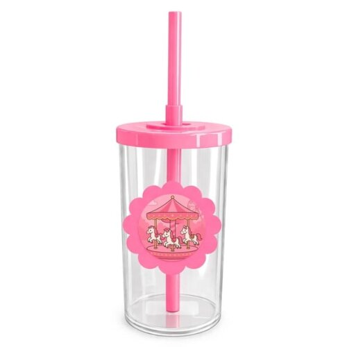 Copo Short Drink Flor Personalizado Carrossel Rosa
