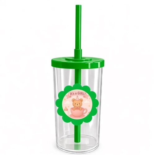 Copo Short Drink Flor Personalizado Chá de Bebê Menina