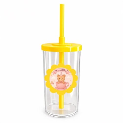 Copo Short Drink Flor Personalizado Chá de Bebê Menina