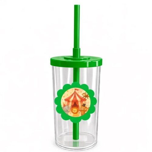 Copo Short Drink Flor Personalizado Circo Aquarela