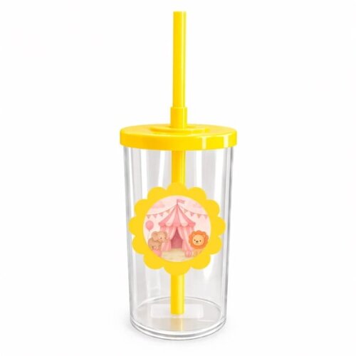 Copo Short Drink Flor Personalizado Circo Rosa Aquarela