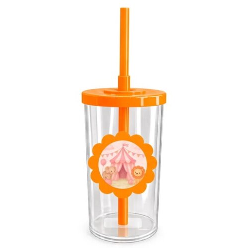 Copo Short Drink Flor Personalizado Circo Rosa Aquarela