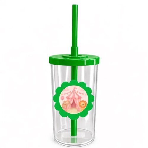 Copo Short Drink Flor Personalizado Circo Rosa Aquarela