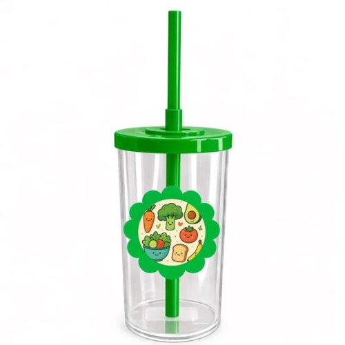 Copo Short Drink Flor Personalizado Comidinhas Saudáveis