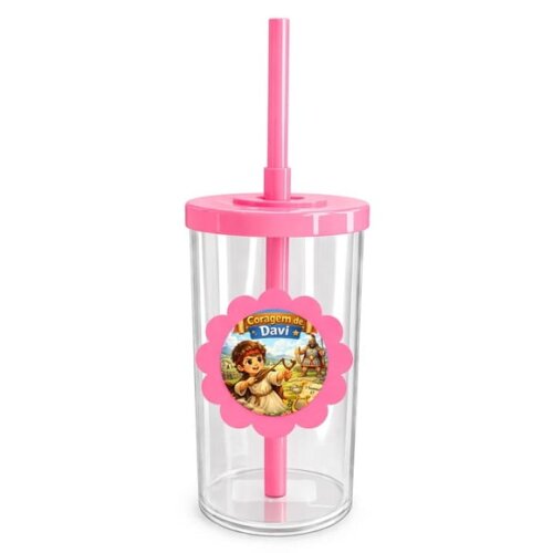 Copo Short Drink Flor Personalizado Coragem de Davi