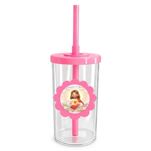 Copo Short Drink Flor Personalizado Coração de Jesus