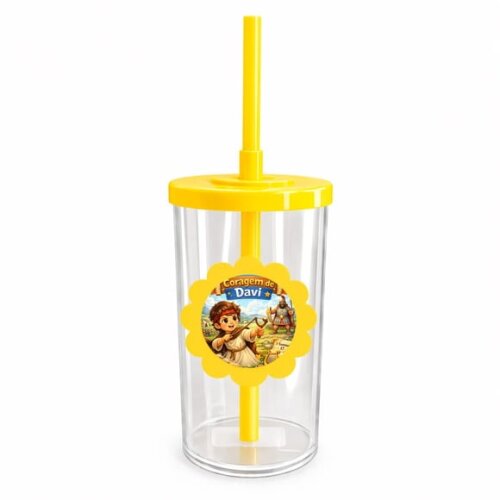 Copo Short Drink Flor Personalizado Coragem de Davi
