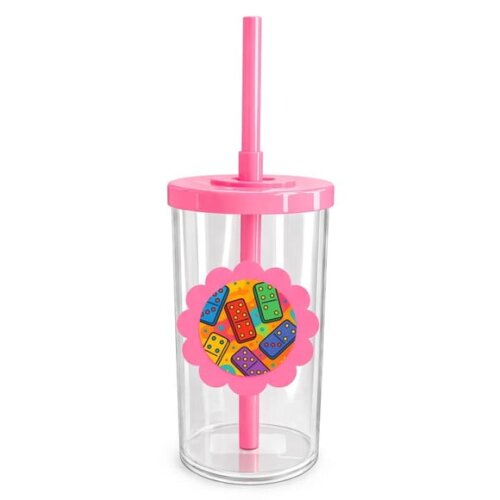 Copo Short Drink Flor Personalizado Dominós Coloridos