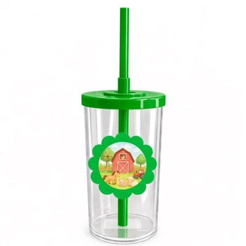 Copo Short Drink Flor Personalizado Fazendinha Aquarela