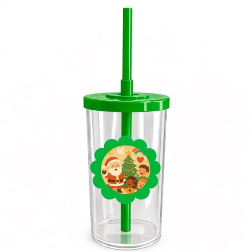 Copo Short Drink Flor Personalizado Feliz Natal