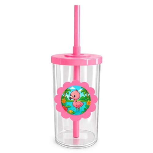 Copo Short Drink Flor Personalizado Flamingo Baby