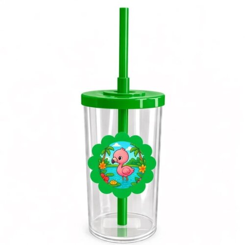 Copo Short Drink Flor Personalizado Flamingo Baby
