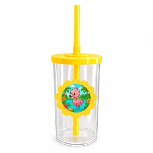 Copo Short Drink Flor Personalizado Flamingo Baby