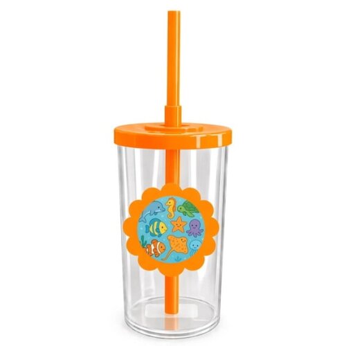 Copo Short Drink Flor Personalizado Fundo do Mar