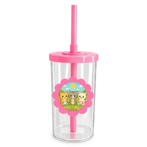 Copo Short Drink Flor Personalizado Gatinhos Baby