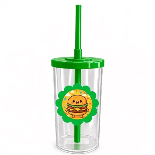 Copo Short Drink Flor Personalizado Hambúrguer Divertido