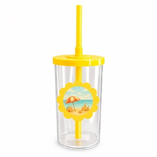 Copo Short Drink Flor Personalizado Mar e Praia Aquarela