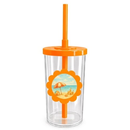 Copo Short Drink Flor Personalizado Mar e Praia Aquarela