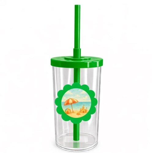 Copo Short Drink Flor Personalizado Mar e Praia Aquarela