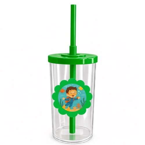 Copo Short Drink Flor Personalizado Menino Mergulhador