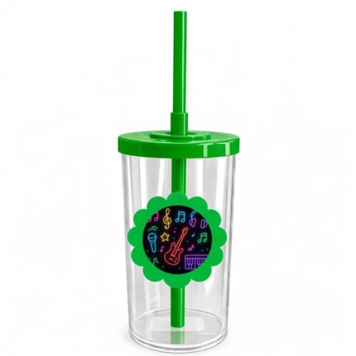 Copo Short Drink Flor Personalizado Neon Musical
