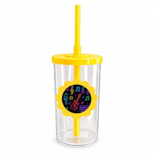 Copo Short Drink Flor Personalizado Neon Musical