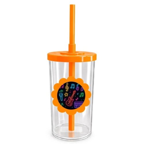 Copo Short Drink Flor Personalizado Neon Musical